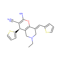 CCN1CC2=C(OC(N)=C(C#N)[C@@H]2c2cccs2)/C(=C/c2cccs2)C1 ZINC000019526845