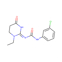 CCN1CCC(=O)N/C1=N\C(=O)Nc1cccc(Cl)c1 ZINC000084617170