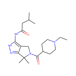 CCN1CCC(C(=O)N2Cc3c(n[nH]c3NC(=O)CC(C)C)C2(C)C)CC1 ZINC000071316282