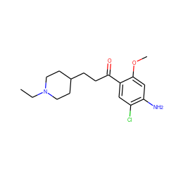 CCN1CCC(CCC(=O)c2cc(Cl)c(N)cc2OC)CC1 ZINC000026493241