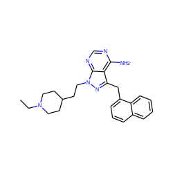 CCN1CCC(CCn2nc(Cc3cccc4ccccc34)c3c(N)ncnc32)CC1 ZINC000071294664