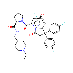 CCN1CCC(CNC(=O)[C@H]2CCCN2C(=O)[C@@H]2C[C@@H](O)CN2C(=O)CC(c2ccc(F)cc2)(c2ccc(F)cc2)c2ccc(F)cc2)CC1 ZINC000034802104