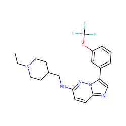 CCN1CCC(CNc2ccc3ncc(-c4cccc(OC(F)(F)F)c4)n3n2)CC1 ZINC000073293123