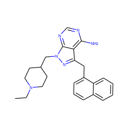 CCN1CCC(Cn2nc(Cc3cccc4ccccc34)c3c(N)ncnc32)CC1 ZINC000071294593