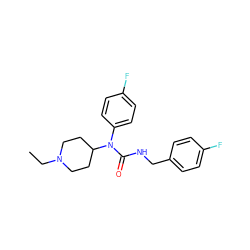 CCN1CCC(N(C(=O)NCc2ccc(F)cc2)c2ccc(F)cc2)CC1 ZINC000049111939