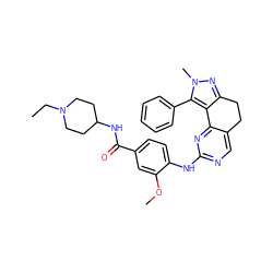 CCN1CCC(NC(=O)c2ccc(Nc3ncc4c(n3)-c3c(nn(C)c3-c3ccccc3)CC4)c(OC)c2)CC1 ZINC000169702368