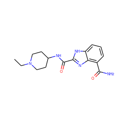 CCN1CCC(NC(=O)c2nc3c(C(N)=O)cccc3[nH]2)CC1 ZINC001772657174