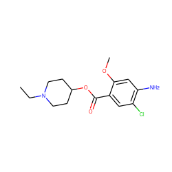 CCN1CCC(OC(=O)c2cc(Cl)c(N)cc2OC)CC1 ZINC000029221561