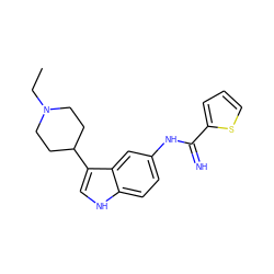 CCN1CCC(c2c[nH]c3ccc(NC(=N)c4cccs4)cc23)CC1 ZINC000034805856