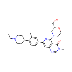 CCN1CCC(c2ccc(-c3cc4ncn(C)c(=O)c4c(N4CCO[C@@H](CO)C4)n3)cc2C)CC1 ZINC000115624719