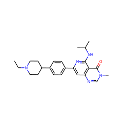 CCN1CCC(c2ccc(-c3cc4ncn(C)c(=O)c4c(NC(C)C)n3)cc2)CC1 ZINC000115627012