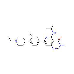 CCN1CCC(c2ccc(-c3cc4ncn(C)c(=O)c4c(NC(C)C)n3)cc2C)CC1 ZINC000115626099