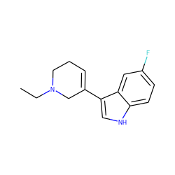 CCN1CCC=C(c2c[nH]c3ccc(F)cc23)C1 ZINC000026748434