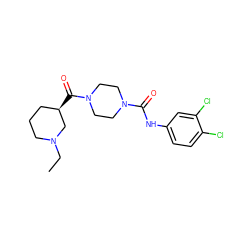 CCN1CCC[C@@H](C(=O)N2CCN(C(=O)Nc3ccc(Cl)c(Cl)c3)CC2)C1 ZINC000035860485