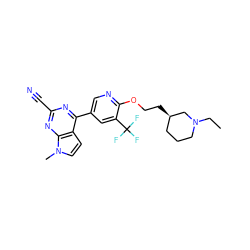 CCN1CCC[C@@H](CCOc2ncc(-c3nc(C#N)nc4c3ccn4C)cc2C(F)(F)F)C1 ZINC001772654652