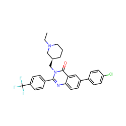 CCN1CCC[C@@H](Cn2c(-c3ccc(C(F)(F)F)cc3)nc3ccc(-c4ccc(Cl)cc4)cc3c2=O)C1 ZINC000028713636