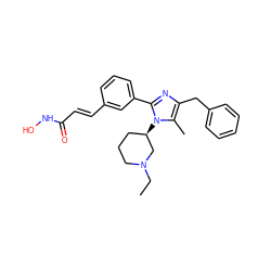 CCN1CCC[C@@H](n2c(-c3cccc(/C=C/C(=O)NO)c3)nc(Cc3ccccc3)c2C)C1 ZINC000038360100