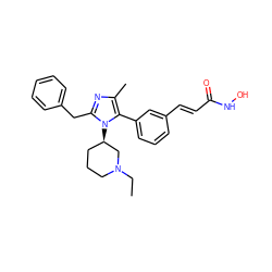 CCN1CCC[C@@H](n2c(Cc3ccccc3)nc(C)c2-c2cccc(/C=C/C(=O)NO)c2)C1 ZINC000049089093