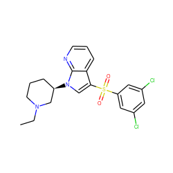 CCN1CCC[C@@H](n2cc(S(=O)(=O)c3cc(Cl)cc(Cl)c3)c3cccnc32)C1 ZINC000028862407