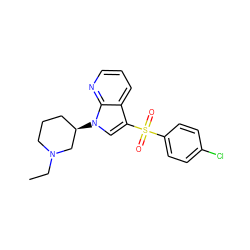 CCN1CCC[C@@H](n2cc(S(=O)(=O)c3ccc(Cl)cc3)c3cccnc32)C1 ZINC000028862320