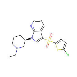 CCN1CCC[C@@H](n2cc(S(=O)(=O)c3ccc(Cl)s3)c3cccnc32)C1 ZINC000028862424