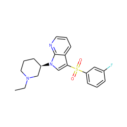 CCN1CCC[C@@H](n2cc(S(=O)(=O)c3cccc(F)c3)c3cccnc32)C1 ZINC000028862376