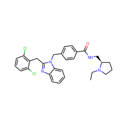 CCN1CCC[C@@H]1CNC(=O)c1ccc(Cn2c(Cc3c(Cl)cccc3Cl)nc3ccccc32)cc1 ZINC000207585699