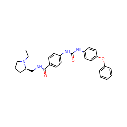 CCN1CCC[C@@H]1CNC(=O)c1ccc(NC(=O)Nc2ccc(Oc3ccccc3)cc2)cc1 ZINC000028383430