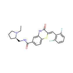 CCN1CCC[C@@H]1CNC(=O)c1ccc2c(c1)NC(=O)/C(=C/c1c(F)cccc1F)S2 ZINC000095556685