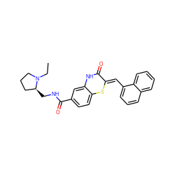 CCN1CCC[C@@H]1CNC(=O)c1ccc2c(c1)NC(=O)/C(=C/c1cccc3ccccc13)S2 ZINC000095552270