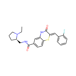 CCN1CCC[C@@H]1CNC(=O)c1ccc2c(c1)NC(=O)/C(=C/c1ccccc1F)S2 ZINC000004925624