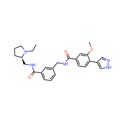 CCN1CCC[C@@H]1CNC(=O)c1cccc(CNC(=O)c2ccc(-c3cn[nH]c3)c(OC)c2)c1 ZINC001772627198