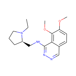 CCN1CCC[C@@H]1CNc1nncc2ccc(OC)c(OC)c12 ZINC000169324473