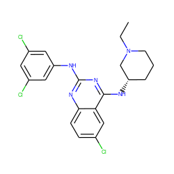 CCN1CCC[C@H](Nc2nc(Nc3cc(Cl)cc(Cl)c3)nc3ccc(Cl)cc23)C1 ZINC000005106014