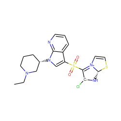 CCN1CCC[C@H](n2cc(S(=O)(=O)C3=[N+]4C=CS[C@@H]4N[C-]3Cl)c3cccnc32)C1 ZINC000055869821