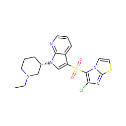 CCN1CCC[C@H](n2cc(S(=O)(=O)c3c(Cl)nc4sccn34)c3cccnc32)C1 ZINC000064479731