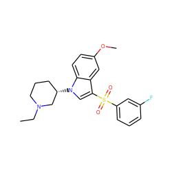 CCN1CCC[C@H](n2cc(S(=O)(=O)c3cccc(F)c3)c3cc(OC)ccc32)C1 ZINC000049037575