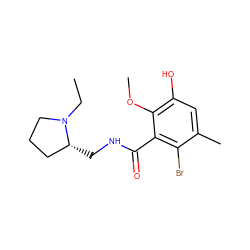 CCN1CCC[C@H]1CNC(=O)c1c(Br)c(C)cc(O)c1OC ZINC000064453432