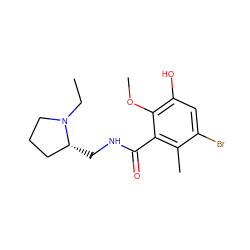 CCN1CCC[C@H]1CNC(=O)c1c(C)c(Br)cc(O)c1OC ZINC000064436705