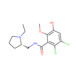 CCN1CCC[C@H]1CNC(=O)c1c(Cl)c(Cl)cc(O)c1OC ZINC000064447352