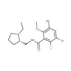 CCN1CCC[C@H]1CNC(=O)c1c(F)c(Br)cc(O)c1OC ZINC000064436367