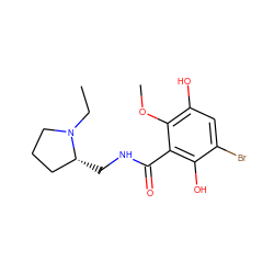 CCN1CCC[C@H]1CNC(=O)c1c(O)c(Br)cc(O)c1OC ZINC000026398481