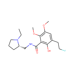 CCN1CCC[C@H]1CNC(=O)c1c(O)c(CCF)cc(OC)c1OC ZINC000013821891