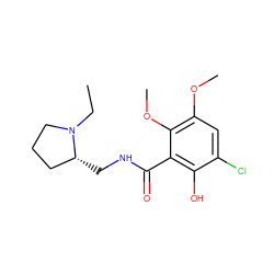 CCN1CCC[C@H]1CNC(=O)c1c(O)c(Cl)cc(OC)c1OC ZINC000034343065