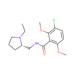 CCN1CCC[C@H]1CNC(=O)c1c(OC)ccc(Cl)c1OC ZINC000005650381