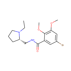 CCN1CCC[C@H]1CNC(=O)c1cc(Br)cc(OC)c1OC ZINC000003780178