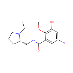 CCN1CCC[C@H]1CNC(=O)c1cc(I)cc(O)c1OC ZINC000064448449