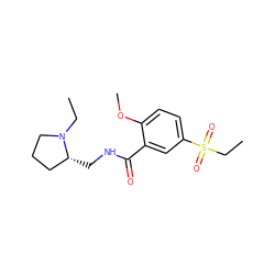 CCN1CCC[C@H]1CNC(=O)c1cc(S(=O)(=O)CC)ccc1OC ZINC000000967922