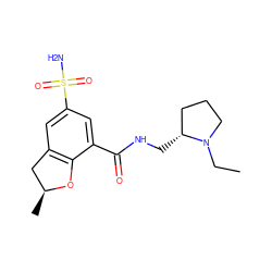 CCN1CCC[C@H]1CNC(=O)c1cc(S(N)(=O)=O)cc2c1O[C@@H](C)C2 ZINC000013860952