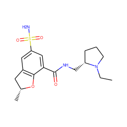 CCN1CCC[C@H]1CNC(=O)c1cc(S(N)(=O)=O)cc2c1O[C@H](C)C2 ZINC000012356142